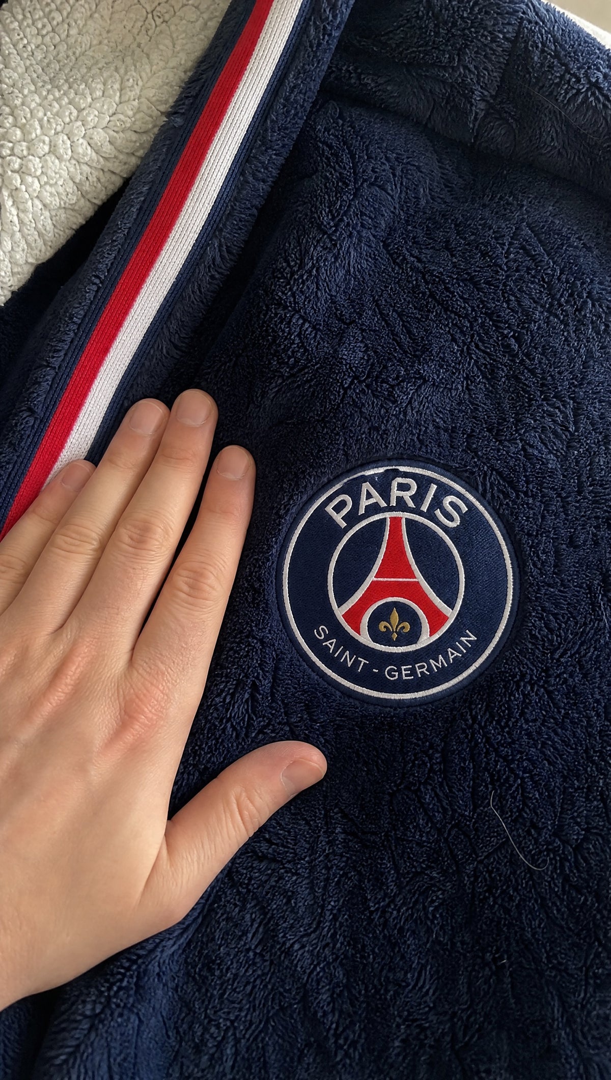 Paris Heated Football Robe - crest close-up